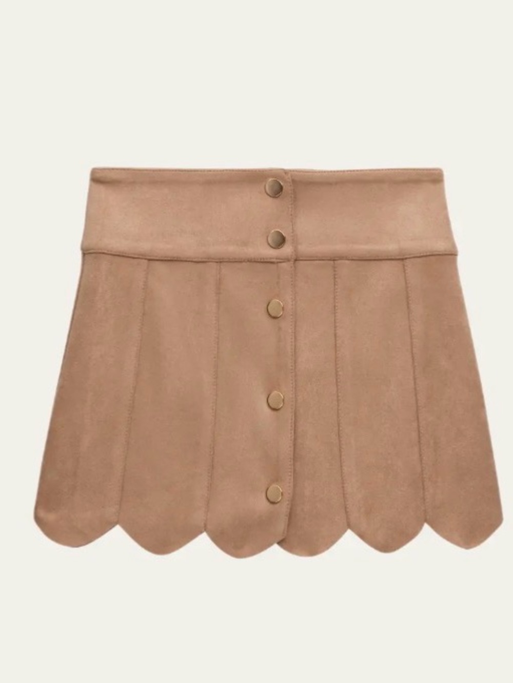 Katie J NYC Scalloped Mini Skirt in Tan